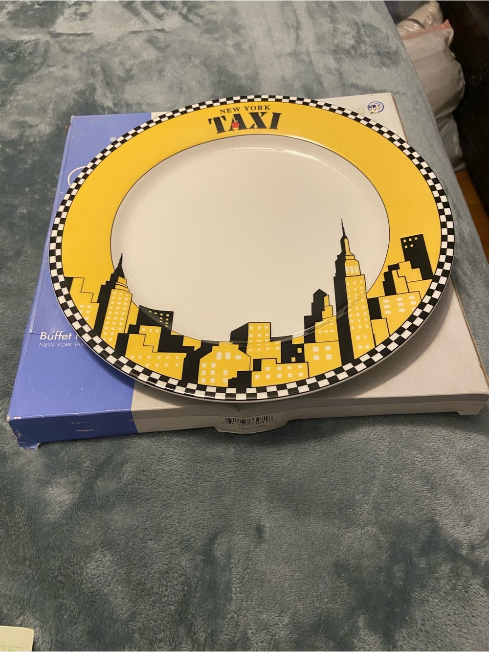 Studio Nova Yellow and Black New York Taxi Skyline Ceramic Plate
